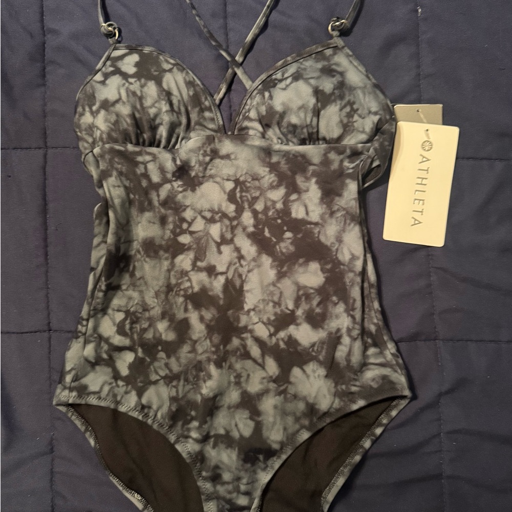 Athleta Navy Loop Back One-Piece Swimsuit